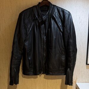 Black Leather Motorcycle Jacket by River Road